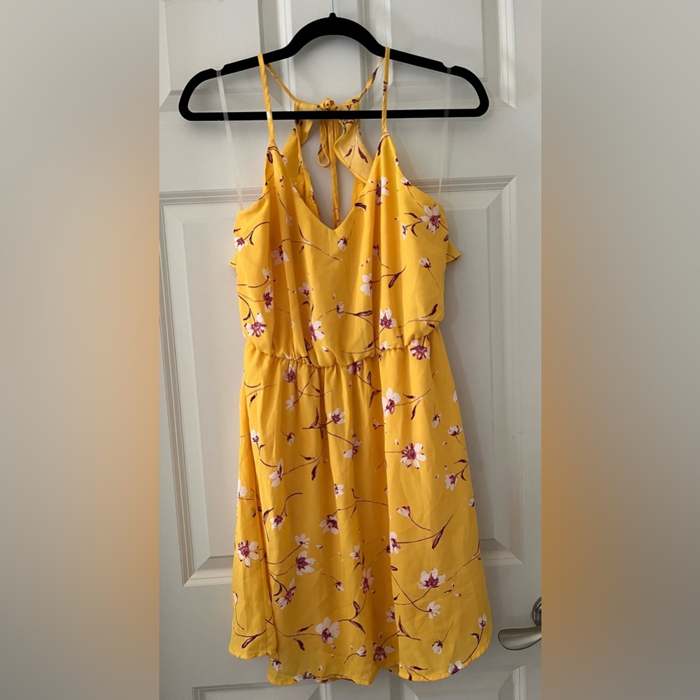 Lush Yellow Floral Mini Dress, size small